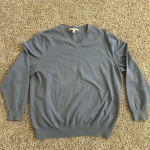 Merona Mens XL Blue V Neck Sweater Pima Cotton Blend Pullover Casual Lightweight